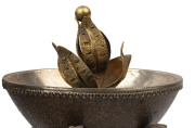 EDWARD FISCHER, GEELONG (attributed) impressive Colonial sterling silver and emu egg centrepiece adorned with numerous Aboriginal figures entwined in foliate design with gilded highlights, 19th century. 27cm high, 27cm wide PROVENANCE: Christie's Auction - 4