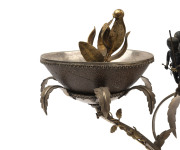EDWARD FISCHER, GEELONG (attributed) impressive Colonial sterling silver and emu egg centrepiece adorned with numerous Aboriginal figures entwined in foliate design with gilded highlights, 19th century. 27cm high, 27cm wide PROVENANCE: Christie's Auction - 5