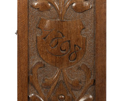 ROBERT PRENZEL rare longcase clock, carved Queensland black bean in the Gothic style with dated cartouche "1898", imported German movement, maker's stamp to the reverse of the pediment "TREEDE & PRENZEL, SOUTH MELBOURNE", 207cm high, 37cm wide, 16cm deep - 2