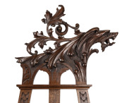 ROBERT PRENZEL rare Australian easel picture stand, carved Australian hardwood in the Gothic style, circa 1900, 189cm high, 81cm wide, 65cm deep - 2