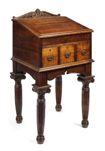 An antique Australian lectern desk, carved and turned blackwood, Melbourne, Victoria origin, 19th century, 122cm high, 65cm wide, 68cm deep