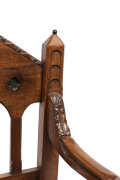 A Colonial Gothic Pugin style carved cedar throne chair, Sydney, New South Wales origin, circa 1845, 117cm high, 71cm wide, 59.5cm deep - 3