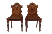 A rare set of ten Australian cedar hall chairs with carved shield backs and turned legs, Melbourne, Victoria origin, circa 1885 - 2