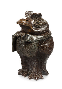 BENDIGO POTTERY grotesque bird tobacco jar, in the manner of Martin Brothers of London, impressed mark to base, 24cm high