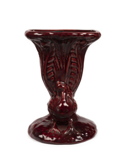 ALBA WARE burgundy glazed pottery lyre bird vase, 15cm high