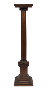  An antique pedestal, Australian red cedar with Ionic column capital, 19th century,139cm high, 29cm wide, 29cm deep