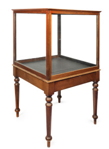 An antique museum display cabinet, Australian cedar and glass, 19th century, 175cm high, 103cm wide, 103cm deep