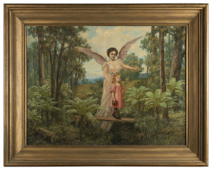 ARTIST UNKNOWN (Australian School, 19th century), (The Angel Guardian), oil on canvas, in fine period frame by Isaac Whitehead of Melbourne, 90 x 121cm