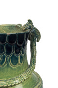 MARGUERITE MAHOOD pottery dragon vase with blue and green colourway, incised "Marguerite Mahood, MM, CO496", 18cm high - 2