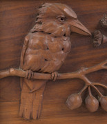 ROBERT PRENZEL "Kookaburra" carved timber panel in original carved framed, early 20th century, ​61 x 72cm - 2