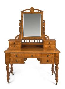 A fine Colonial huon pine dressing table, Melbourne, Victorian origin, circa 1885, 182cm high, 122cm wide, 60cm deep