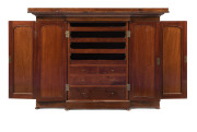 An impressive miniature mahogany breakfront wardrobe, interior attractively fitted with drawers and compartments, circa 1870, ​76.5cm high, 103.5cm wide, 35cm deep - 2