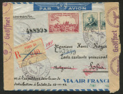 FRANCE - Aerophilately & Flight Covers: AVIATION EXHIBITIONS: 1909-43 collection on album pages incl. 1909 First Aviation Exhibition PC inscribed "Grande Semaine D'aviation (Premiere Journee)" with 5c tied by 'BETHENY-AVIATION/MARNE/27-8/09' hexagonal dat - 2