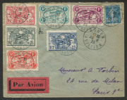 FRANCE - Aerophilately & Flight Covers: AVIATION EXHIBITIONS: 1909-43 collection on album pages incl. 1909 First Aviation Exhibition PC inscribed "Grande Semaine D'aviation (Premiere Journee)" with 5c tied by 'BETHENY-AVIATION/MARNE/27-8/09' hexagonal dat - 7