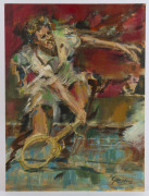 Joseph GREENBERG (1923 - 2007), The forehand, acrylic on canvas board, signded lower right, 61 x 45.5cm. 