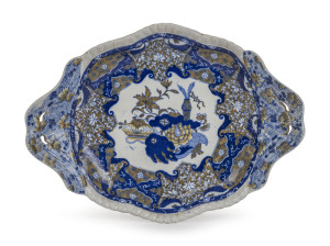 SPODE antique English porcelain dish, early to mid 19th century, stamped and impressed "SPODE", ​25cm wide