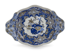SPODE antique English porcelain dish, early to mid 19th century, stamped and impressed "SPODE", 25cm wide