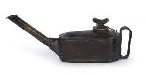 VICTORIAN RAILWAYS maintenance oil pourer, stamped "V.R.",19th century, ​25cm wide