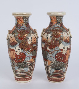 A pair of Japanese Satsuma export ware vases, Meiji period, circa 1910, ​25cm high