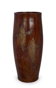 A Japanese bronze vase with fish decoration, 20th century, ​25cm high