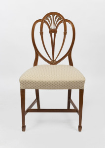 A Hepplewhite style beech dining chair with plume feather back splat, 20th century