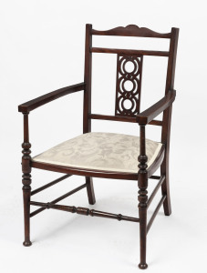 An Arts & Crafts mahogany parlour chair, early 20th century, 48cm across the arms