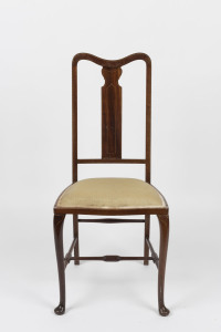 An Arts & Crafts English chair, mahogany and checker string inlay, 20th century