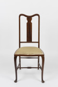 An Arts & Crafts English chair, mahogany and checker string inlay, 20th century