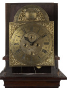 Robert Smith, Upper Shadwell, London, late 17th and 18th century mahogany longcase clock. Twelve inch brass dial plate with wheat ear border engraving, Indian mask spandrels to the corners, ring turned date and winding apertures, applied subsidiary second - 2