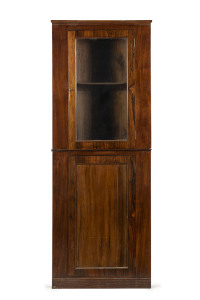 An antique English rosewood corner cabinet, 19th century, 204cm high, 77cm wide, 43cm deep