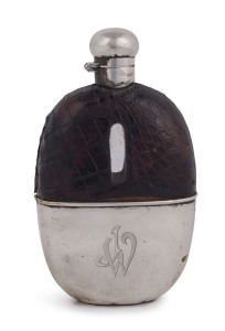 An antique English sterling silver hipflask by Mappin & Webb, circa 1910, ​17cm high