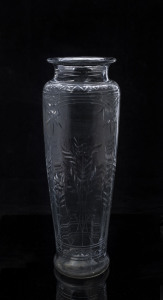 A fine Continental antique crystal mantel vase with wheel cut decoration, 19th century. Note: Finely polished pontil base. 36cm high