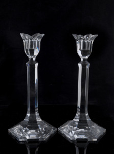 ORREFORS pair of Swedish crystal candlesticks, 20th century, engraved "Orrefors", 29cm high