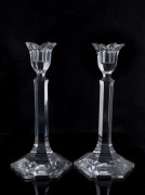 ORREFORS pair of Swedish crystal candlesticks, 20th century, engraved "Orrefors", 29cm high