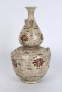 SWATOW antique Chinese ceramic vase with double gourd shape and applied dragon decoration, ​36cm high - 2