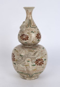 SWATOW antique Chinese ceramic vase with double gourd shape and applied dragon decoration, ​36cm high - 3