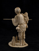 A Japanese carved ivory statue man with monkey, Meiji period, 19th century, ​21.5cm high - 2