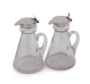 Two antique whisky dram measures with sterling silver tops, made in Chester and Birmingham, early 20th century, 12cm high