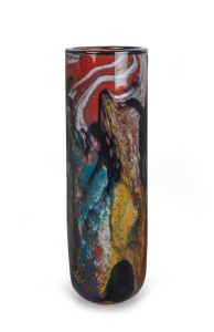 ALFREDO BARBINI stunning Murano glass cylindrical vase with coloured inclusions, engraved "Barbini", an impressive 50.5cm high