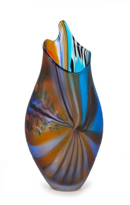 AFRO CELOTTO Coppia Fissa Murano glass vase, engraved "Afro Celotto, 2005, Murano 1/1", 49cm high