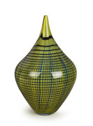 ALBERTO DONA a Canne and spiralli yellow cased Murano glass vase, engraved "Alberto Dona, Venezia, 2001", 40cm high