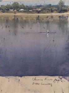 JOSEPH ZBUKVIC (1952 -), Clarence River, 8am Sunday, watercolour on paper, titled lower margin, 27 x 20cm