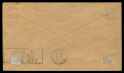 AUSTRALIA: Aerophilately & Flight Covers: 17 Feb.1934 (NZAMC.81c, AAMC.361a) New Zealand - Australia cover flown by Ulm in "Faith in Australia" with the unique franking of the issued 7d light blue Trans Tasman opt. used in combination with the "TRANS - TA - 2