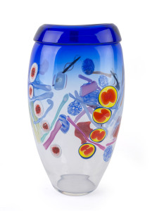 SIGNORETTI Murano glass vase, engraved "Murano, 30.04.96", 36cm high