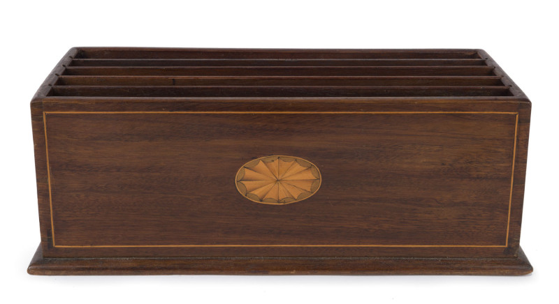 A Sheraton revival compendium, mahogany with parquetry and string inlay, circa 1900, ​12.5cm high, 32cm wide, 14cm deep
