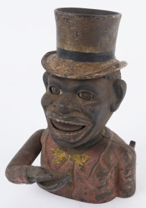 Antique American painted cast iron novelty money bank, late 19th century, ​21cm high,