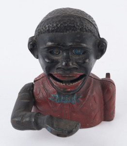 "LITTLE JOE BANK" American painted cast iron novelty money bank, late 19th century, ​14cm high,