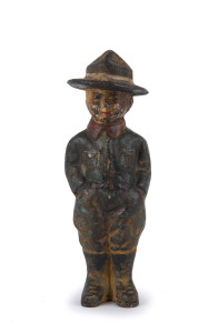 "BOY SCOUT American painted cast iron money bank, 20th century, 17cm high,