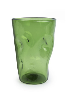 A vintage green art glass vase, possibly English, circa 1955, 24.5cm high