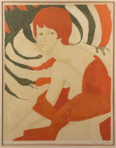 ALAIN BONNEFOIT (1937 - ), Esharpe Orange, lithograph, edition 109/220, signed in the margin lower right in pencil "A. Bonnefoit, '72", title label verso, 56 x 43cm
